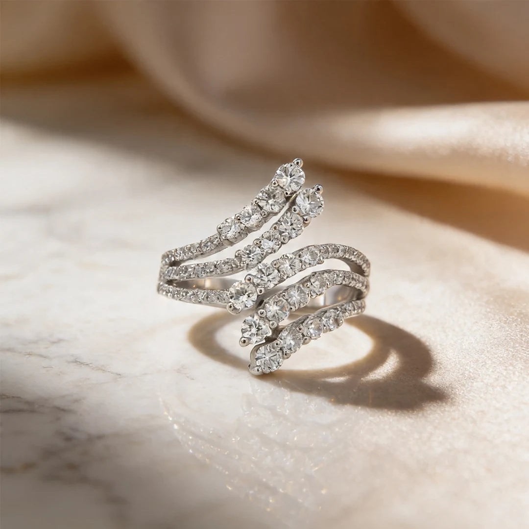 Silver Multi Row Wave Ring