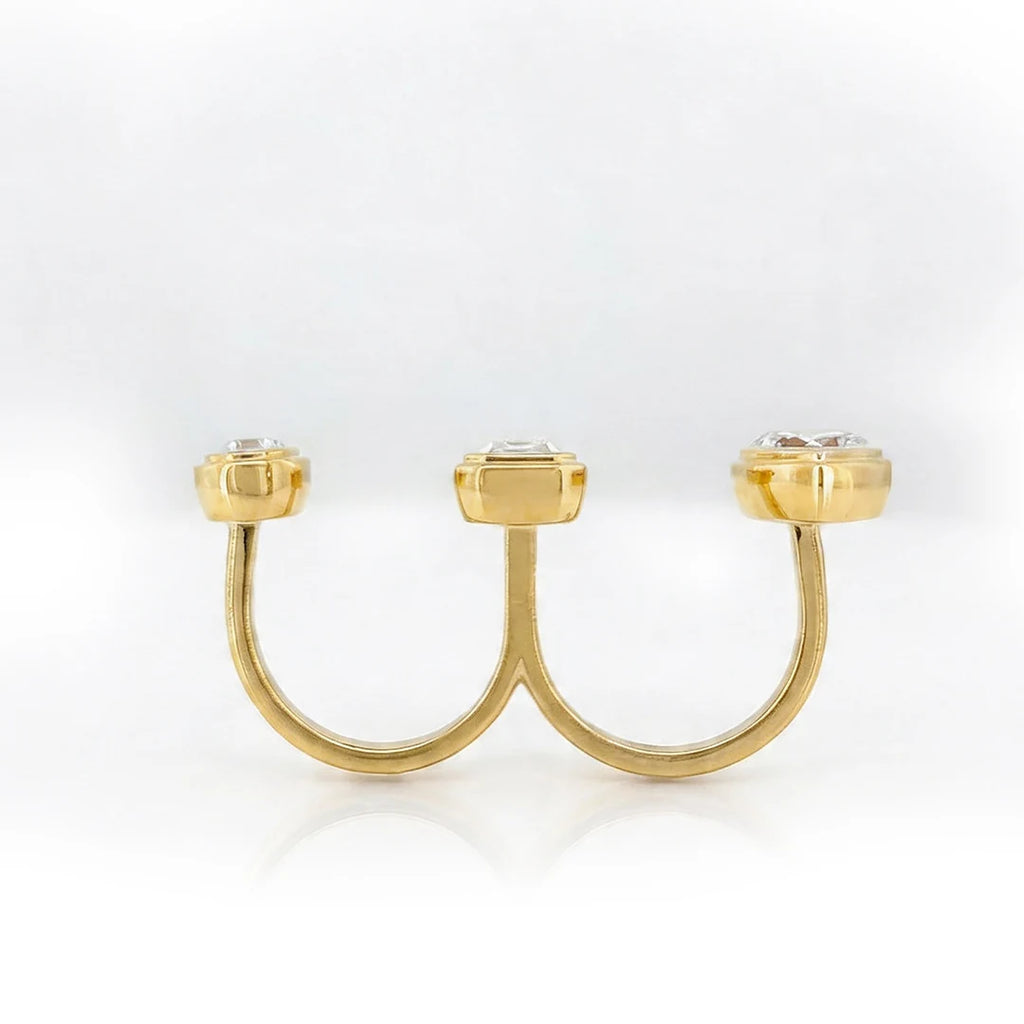 Gold Triple Stone Arc Ring