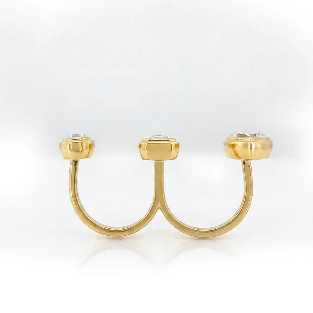 Gold Triple Stone Arc Ring