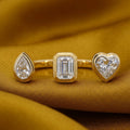 Gold Triple Stone Arc Ring