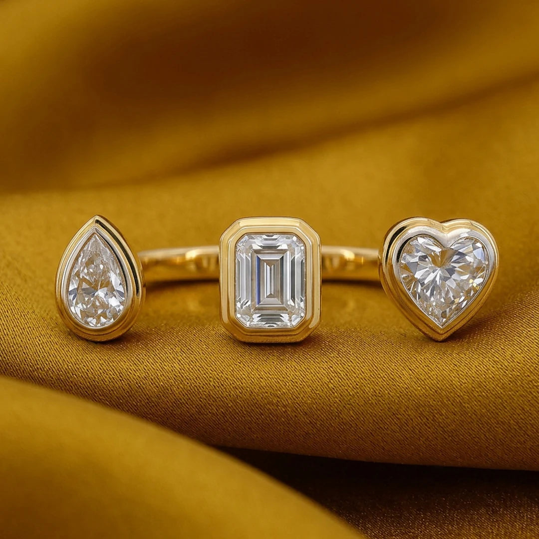 Gold Triple Stone Arc Ring
