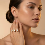 Gold Triple Stone Arc Ring