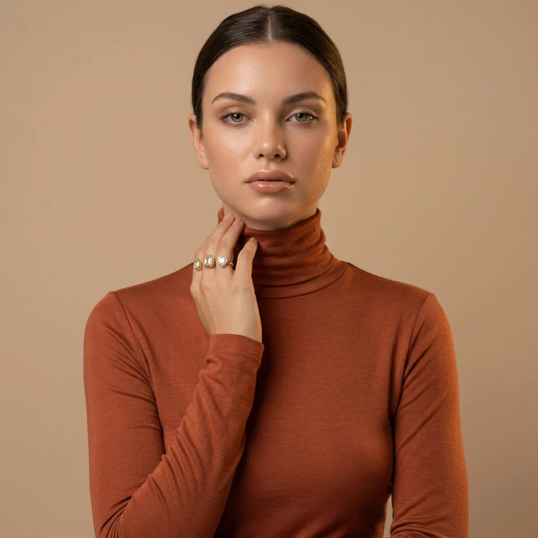 Gold Triple Stone Arc Ring
