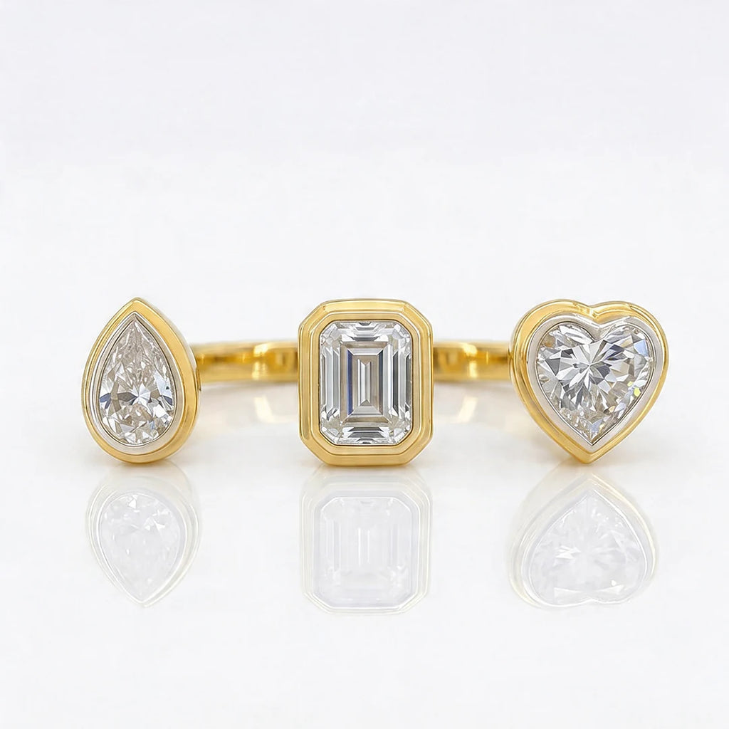 Gold Triple Stone Arc Ring