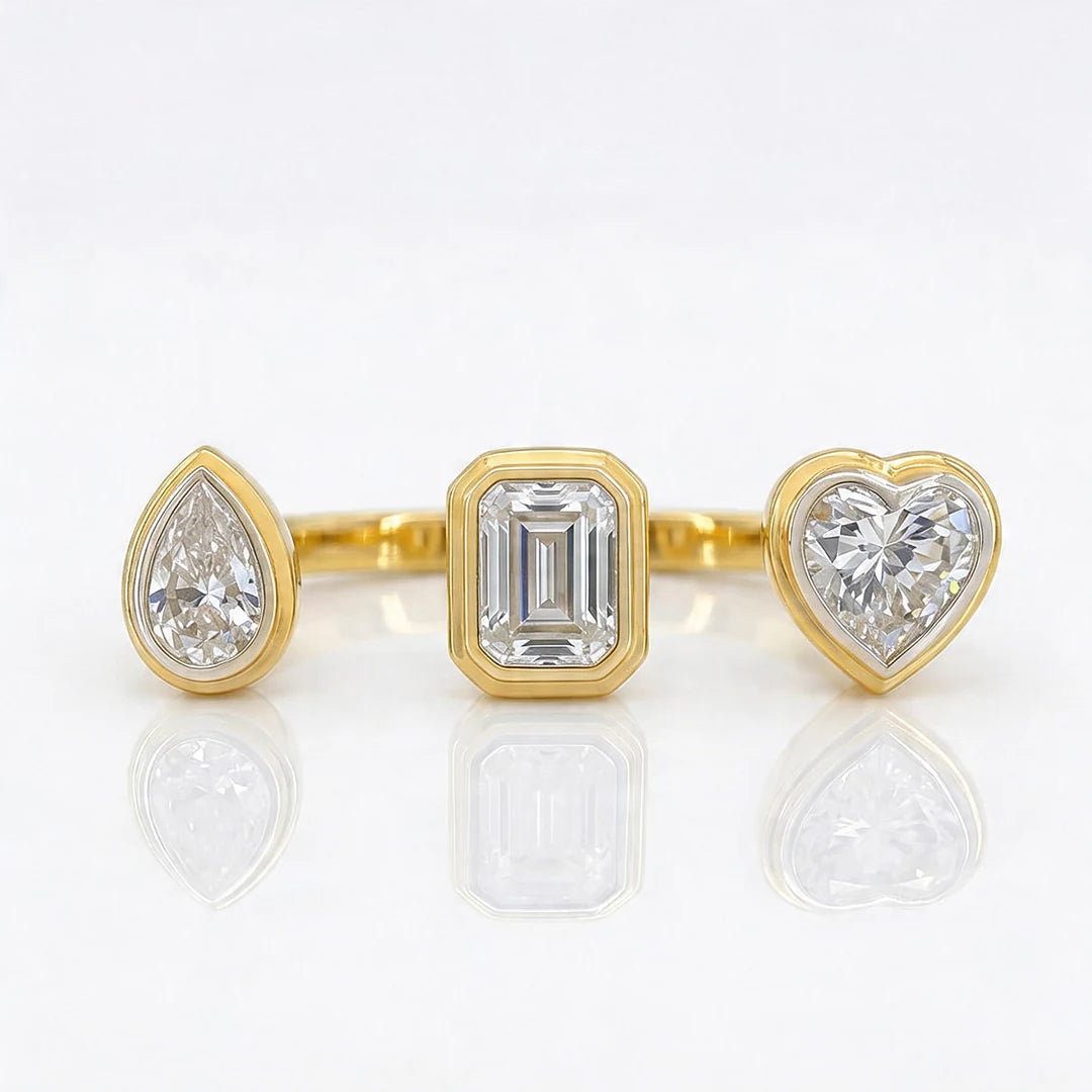 Gold Triple Stone Arc Ring