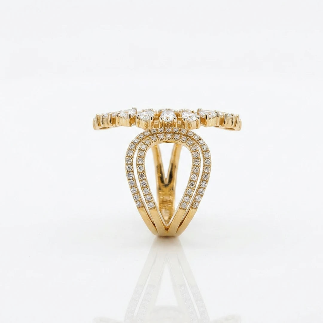 Gold Pear Fan Wrap Ring