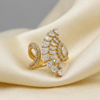 Gold Pear Fan Wrap Ring