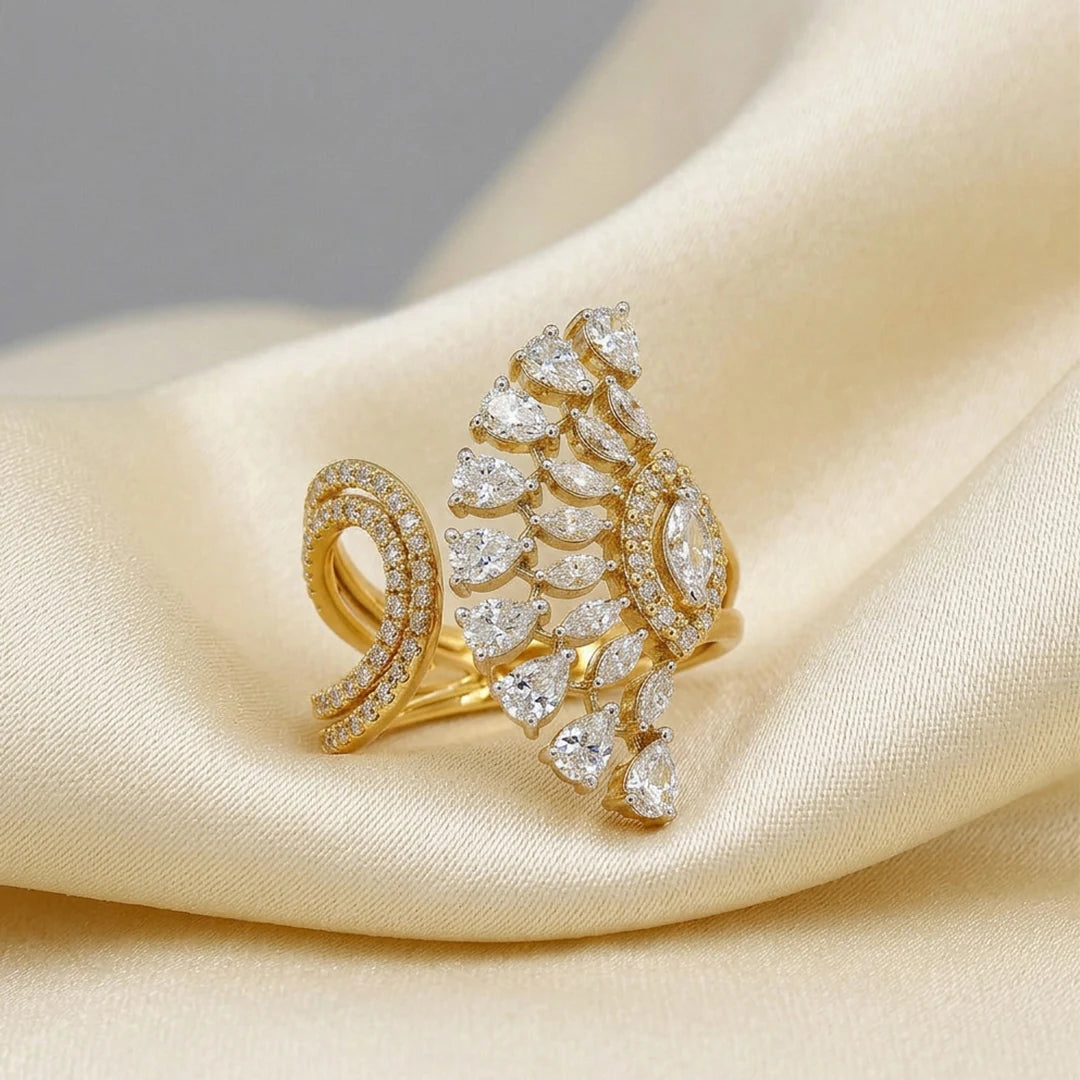 Gold Pear Fan Wrap Ring