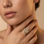 Gold Pear Fan Wrap Ring