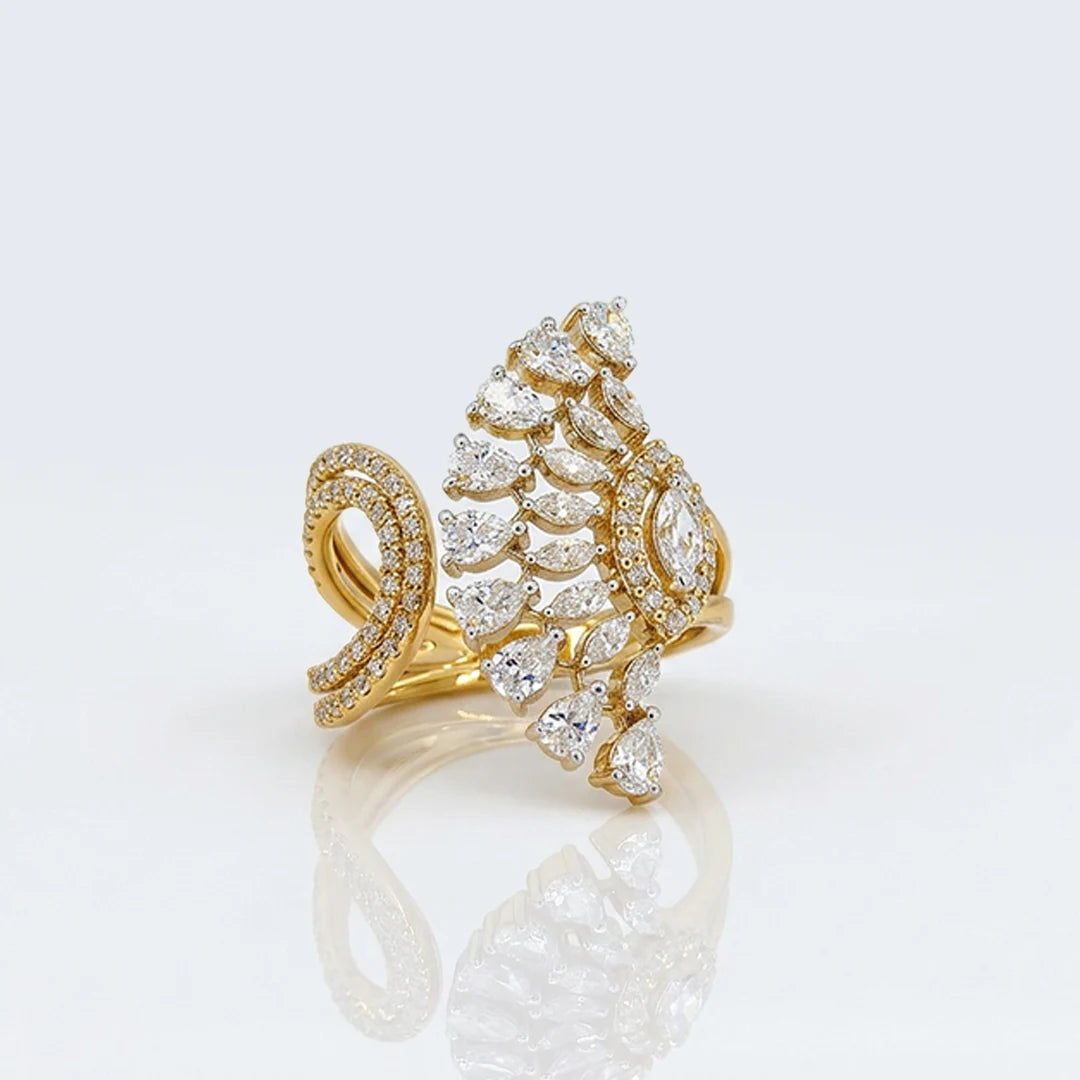 Gold Pear Fan Wrap Ring