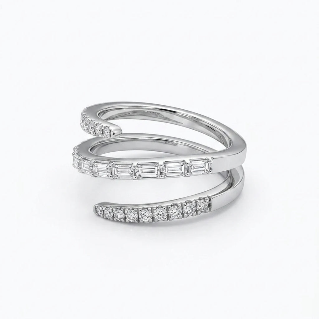 Silver Triple Wrap Baguette Coil Ring