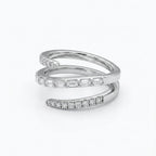 Silver Triple Wrap Baguette Coil Ring