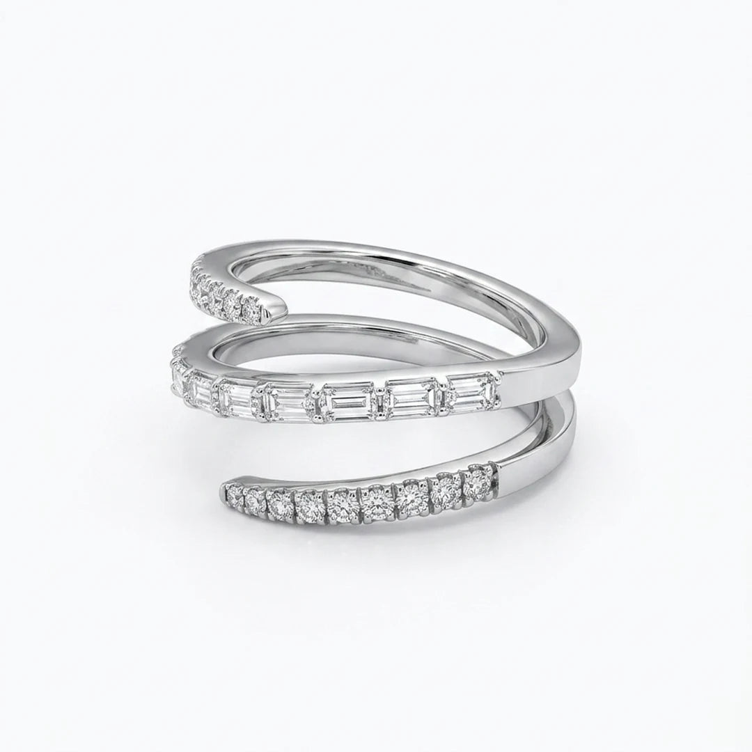 Silver Triple Wrap Baguette Coil Ring