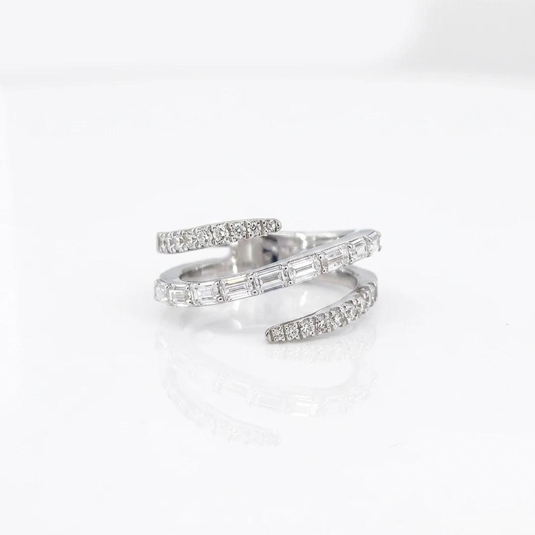 Silver Triple Wrap Baguette Coil Ring