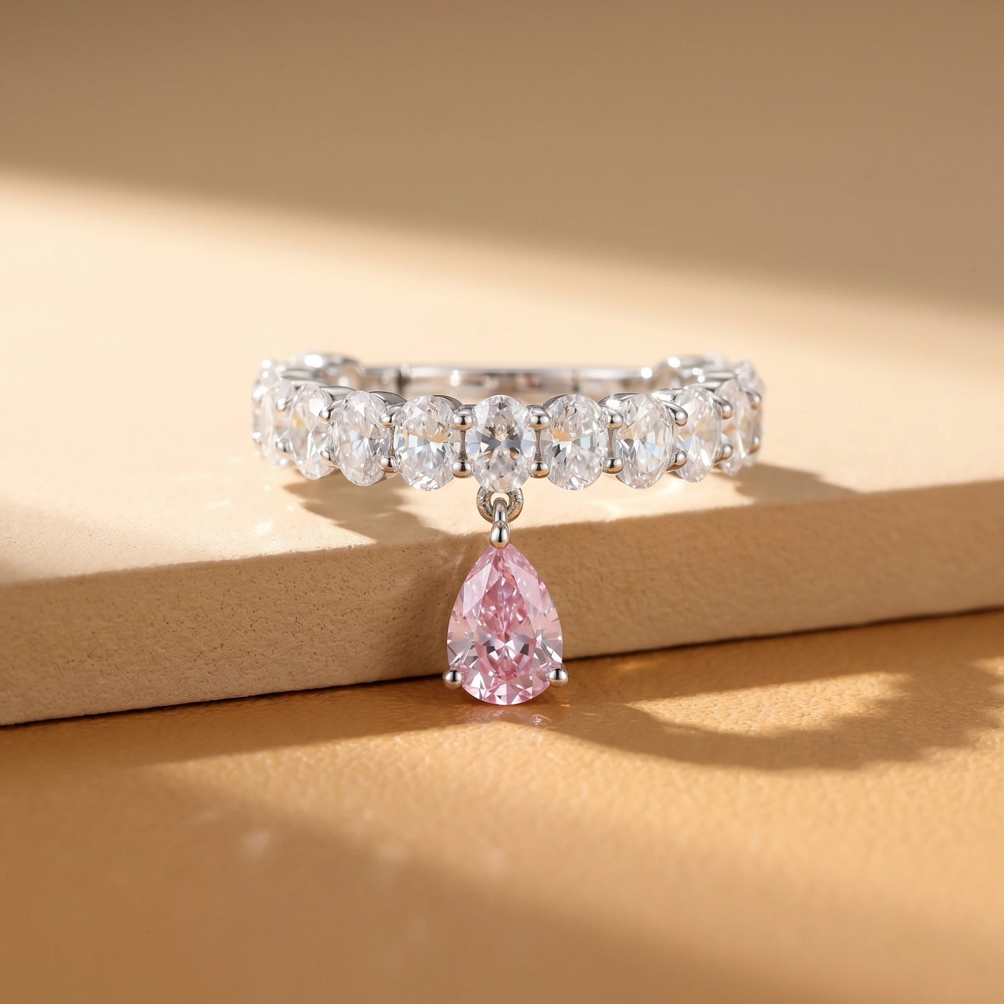 Silver Pear Drop Eternity Ring