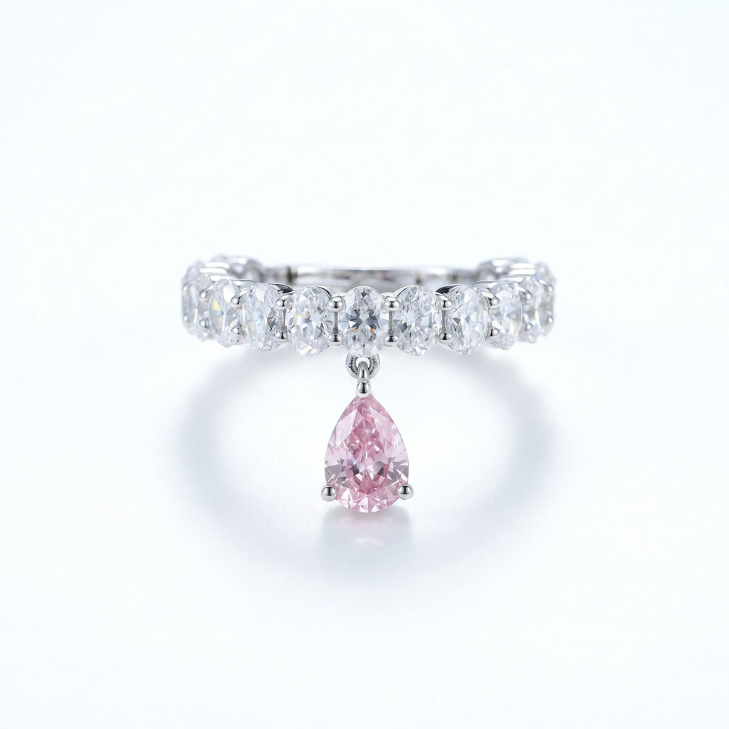 Silver Pear Drop Eternity Ring