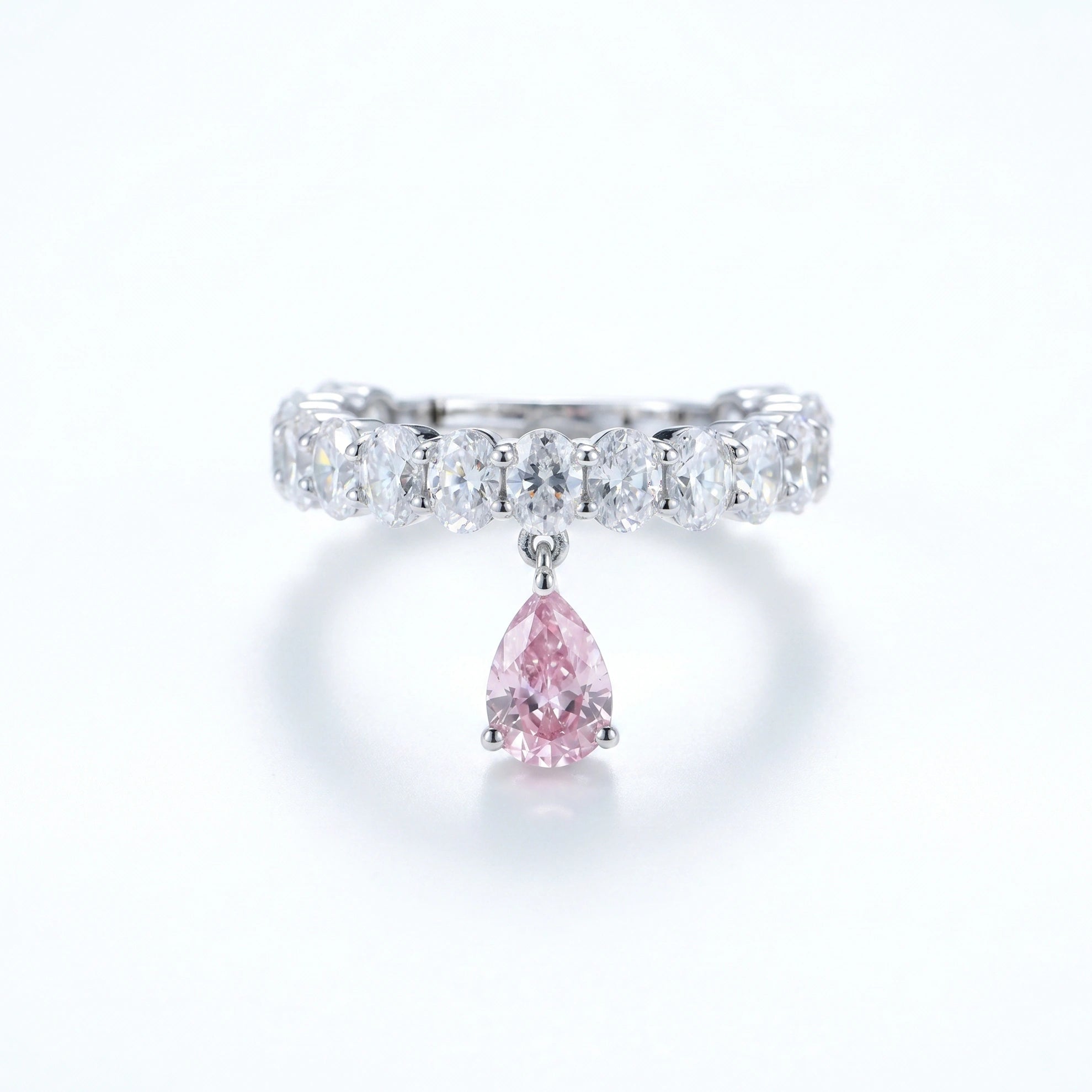 Silver Pear Drop Eternity Ring