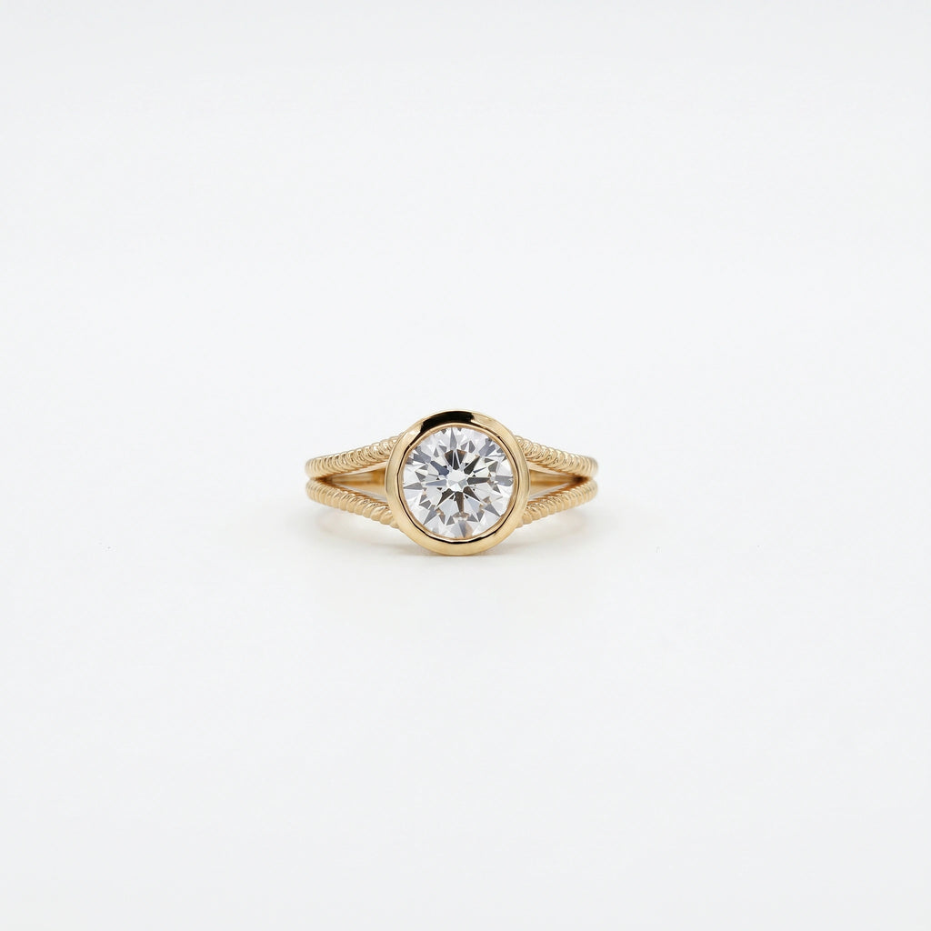 Gold Bezel Twist Solitaire Ring