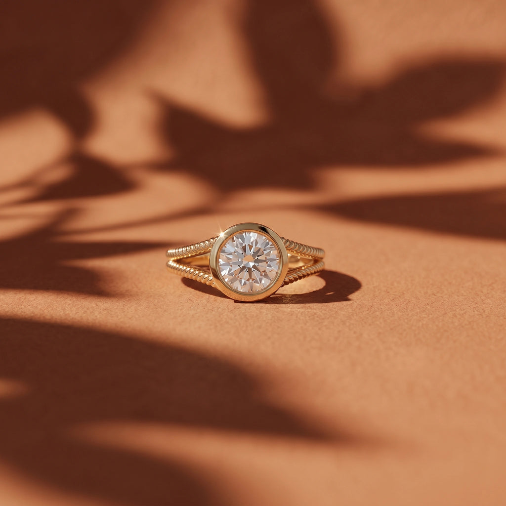 Gold Bezel Twist Solitaire Ring