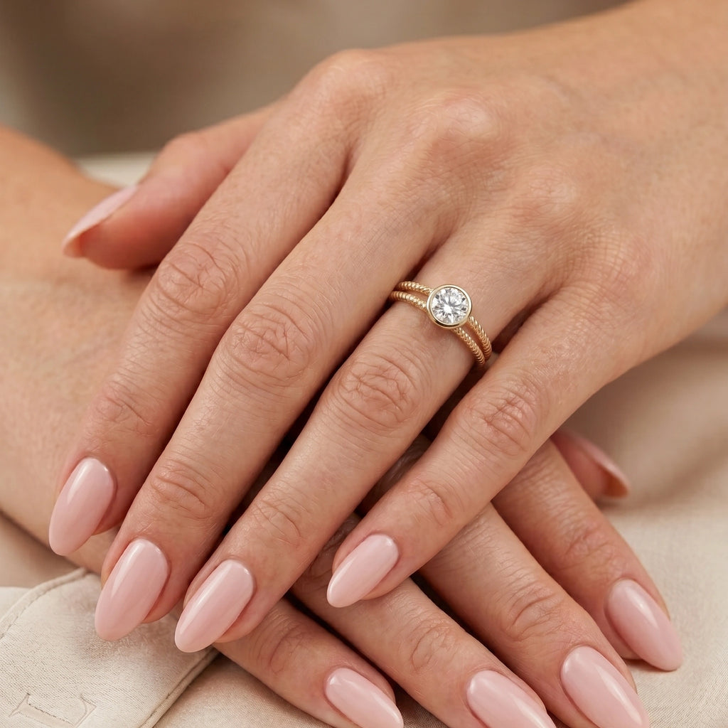 Gold Bezel Twist Solitaire Ring