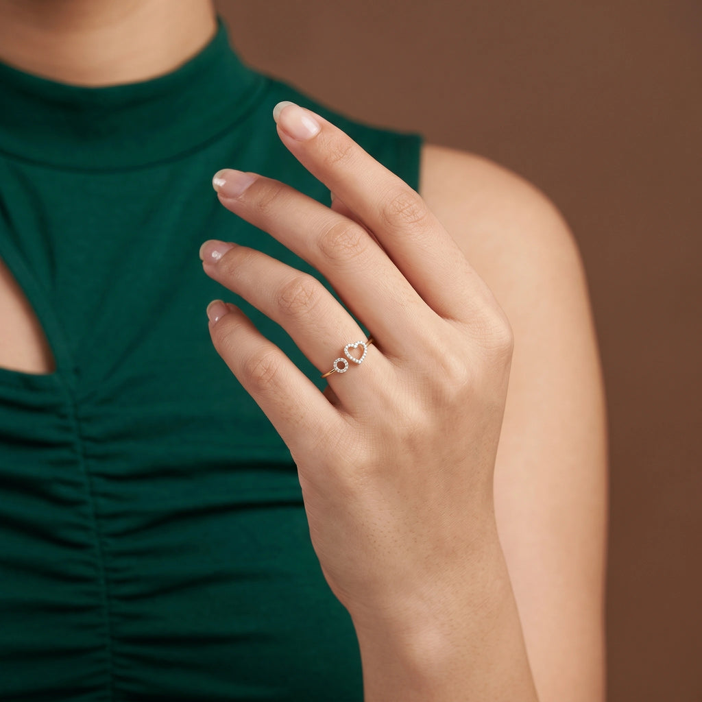 Gold Heart Duo Ring