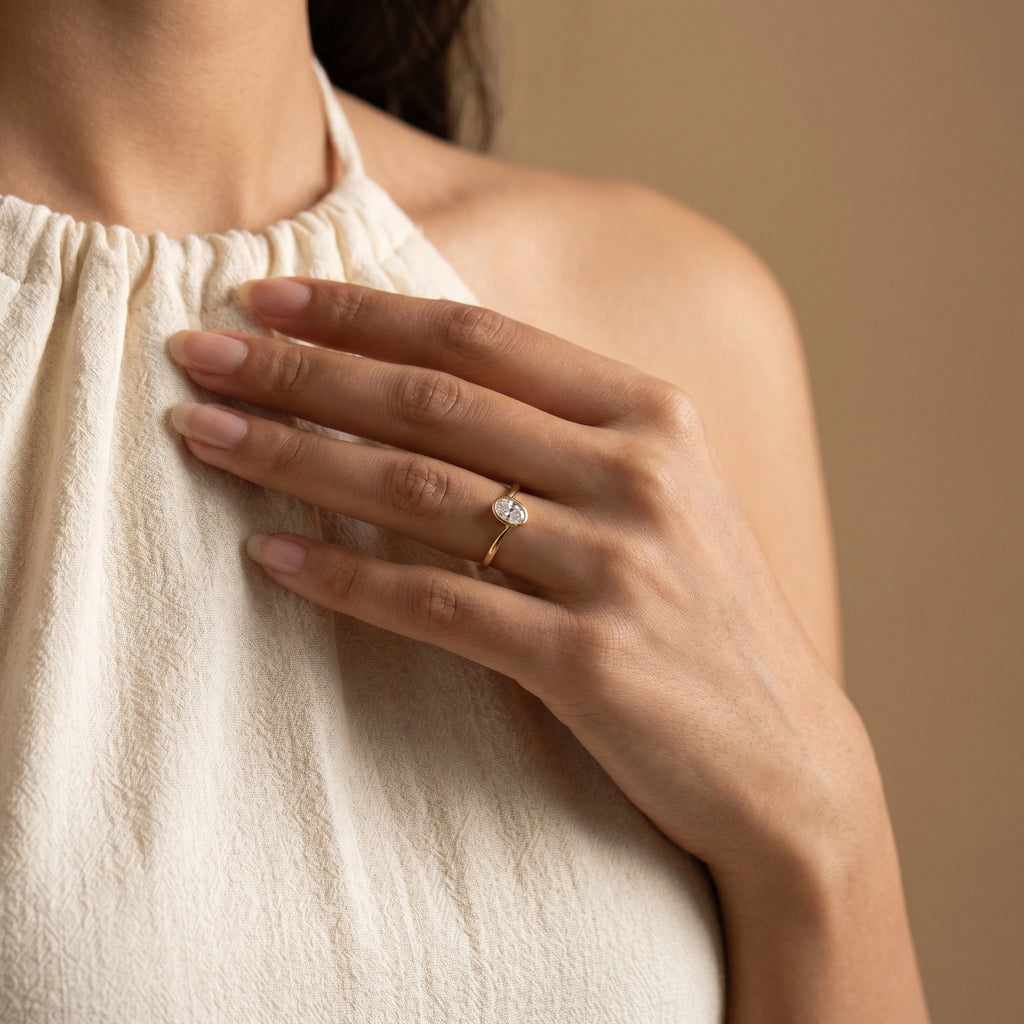 Gold Oval Bezel Solitaire Ring