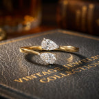 Gold Twin Pear Open Ring