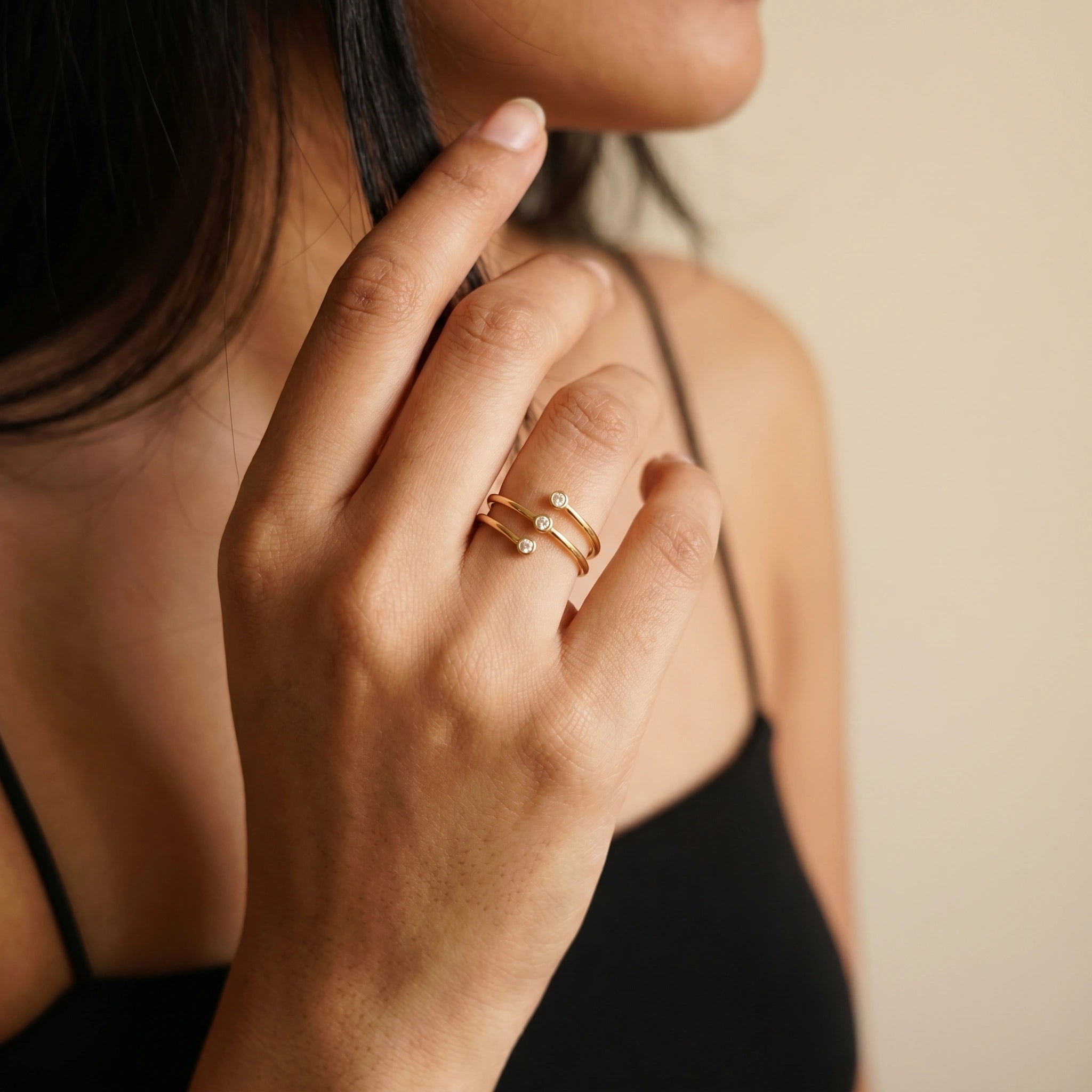 Gold Triple Orbit Ring
