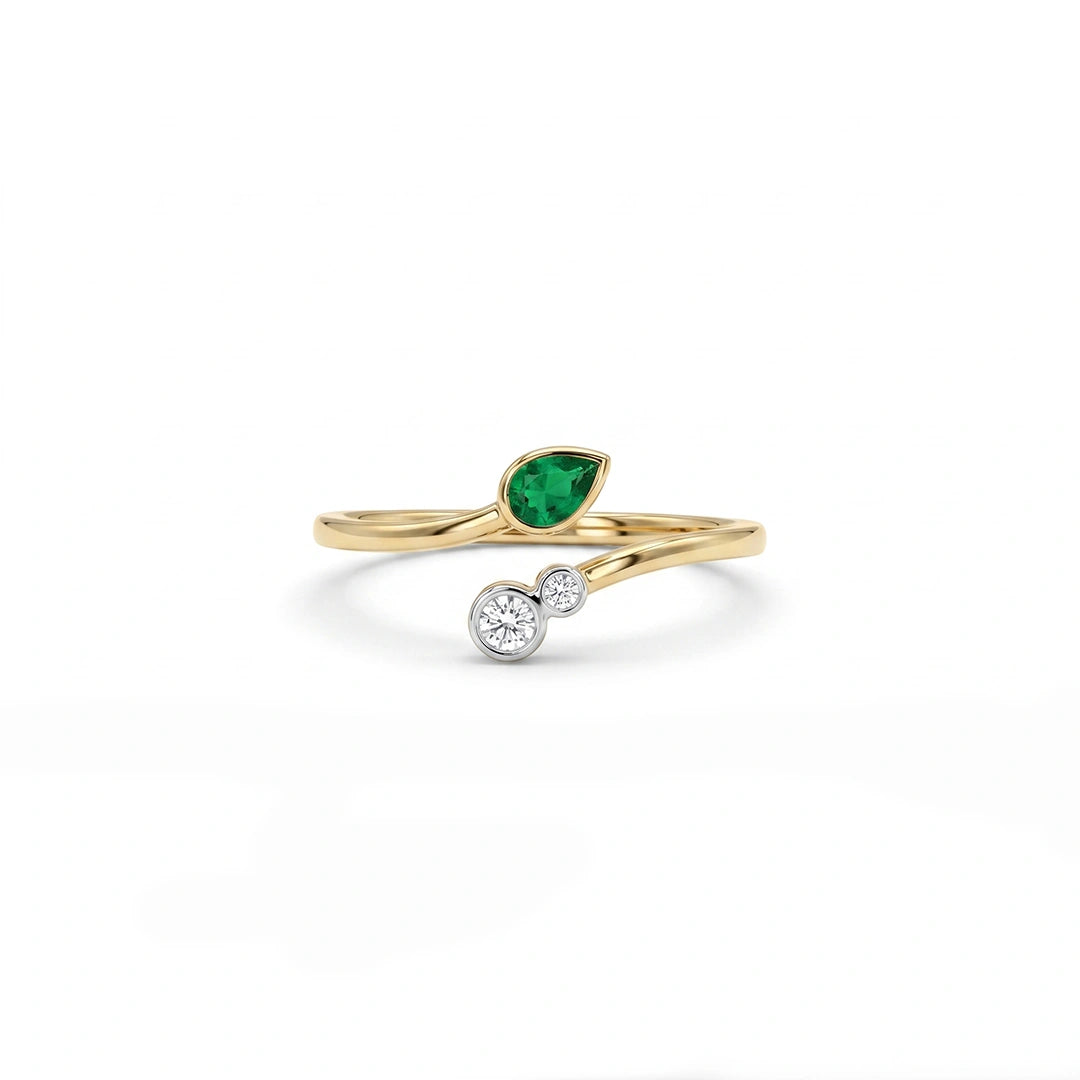 Gold Pear Open Wrap Ring
