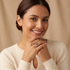 Silver Sapphire Pear Ring