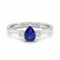 Silver Sapphire Pear Ring