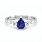 Silver Sapphire Pear Ring