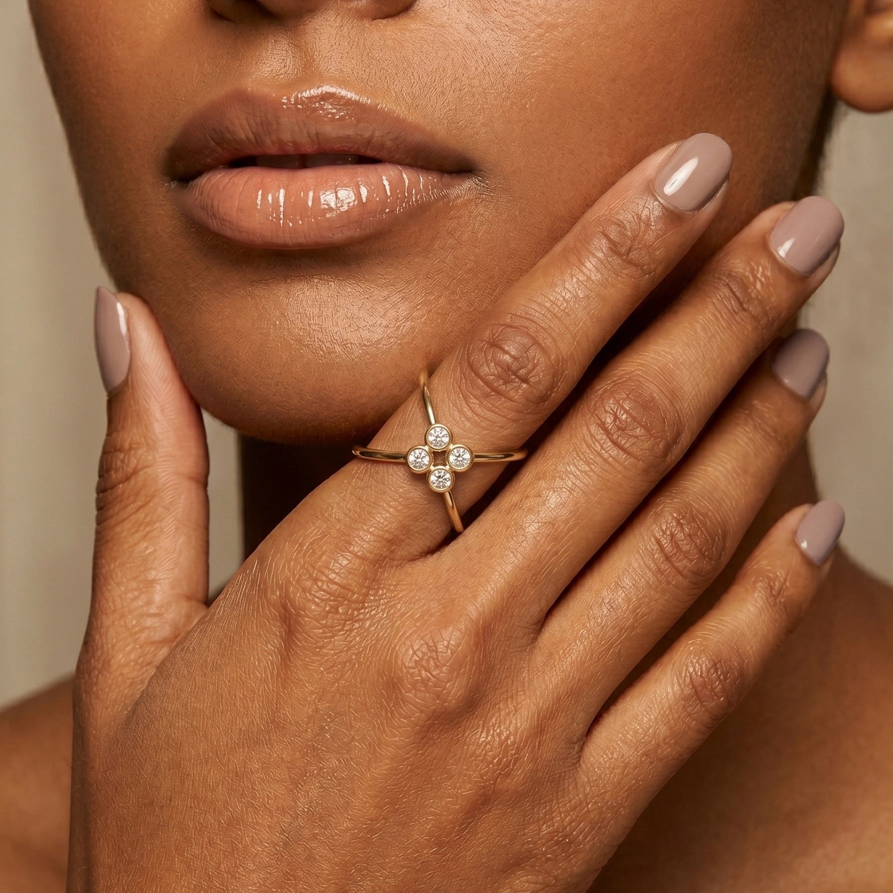 Gold Crossline Cluster Ring