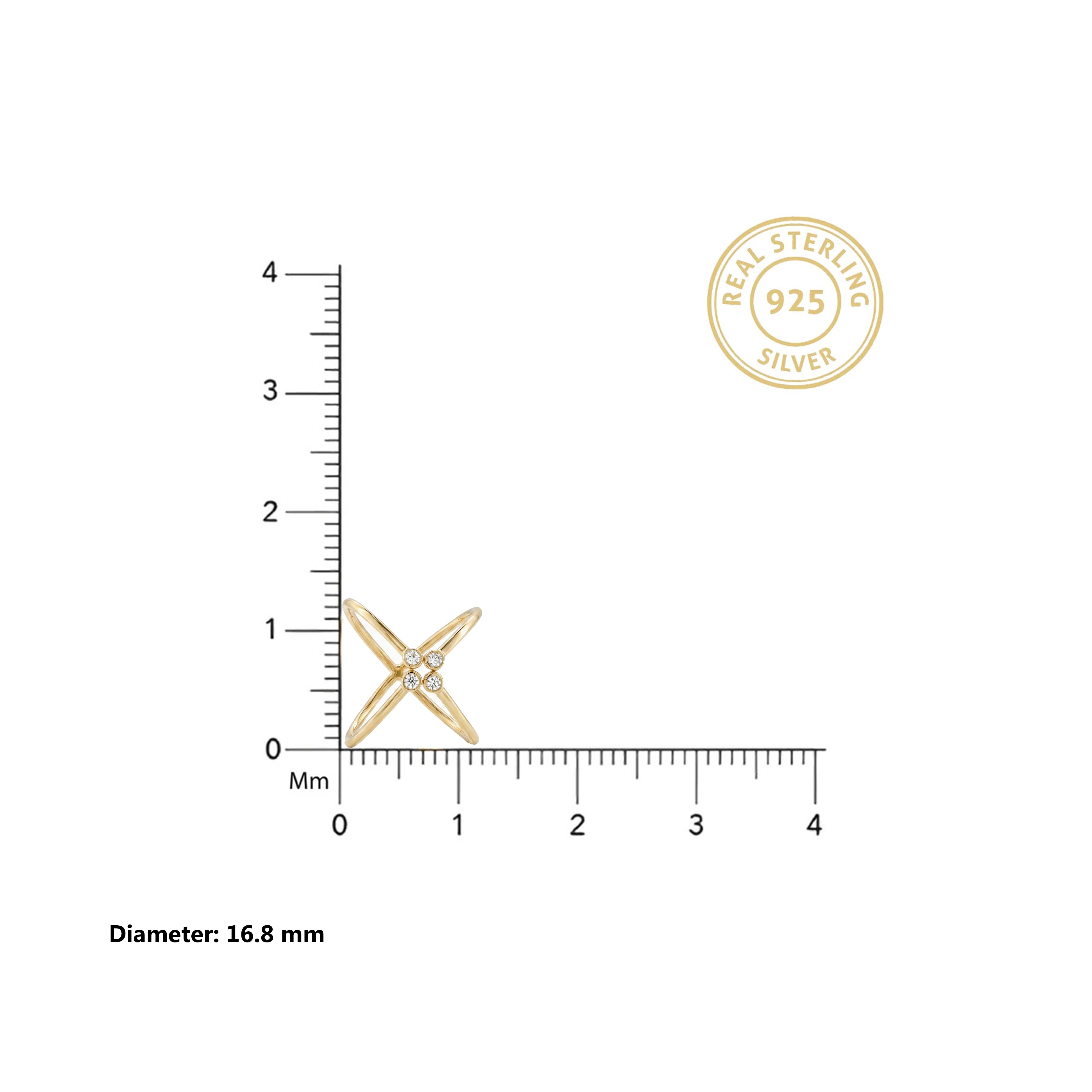 Gold Crossline Cluster Ring