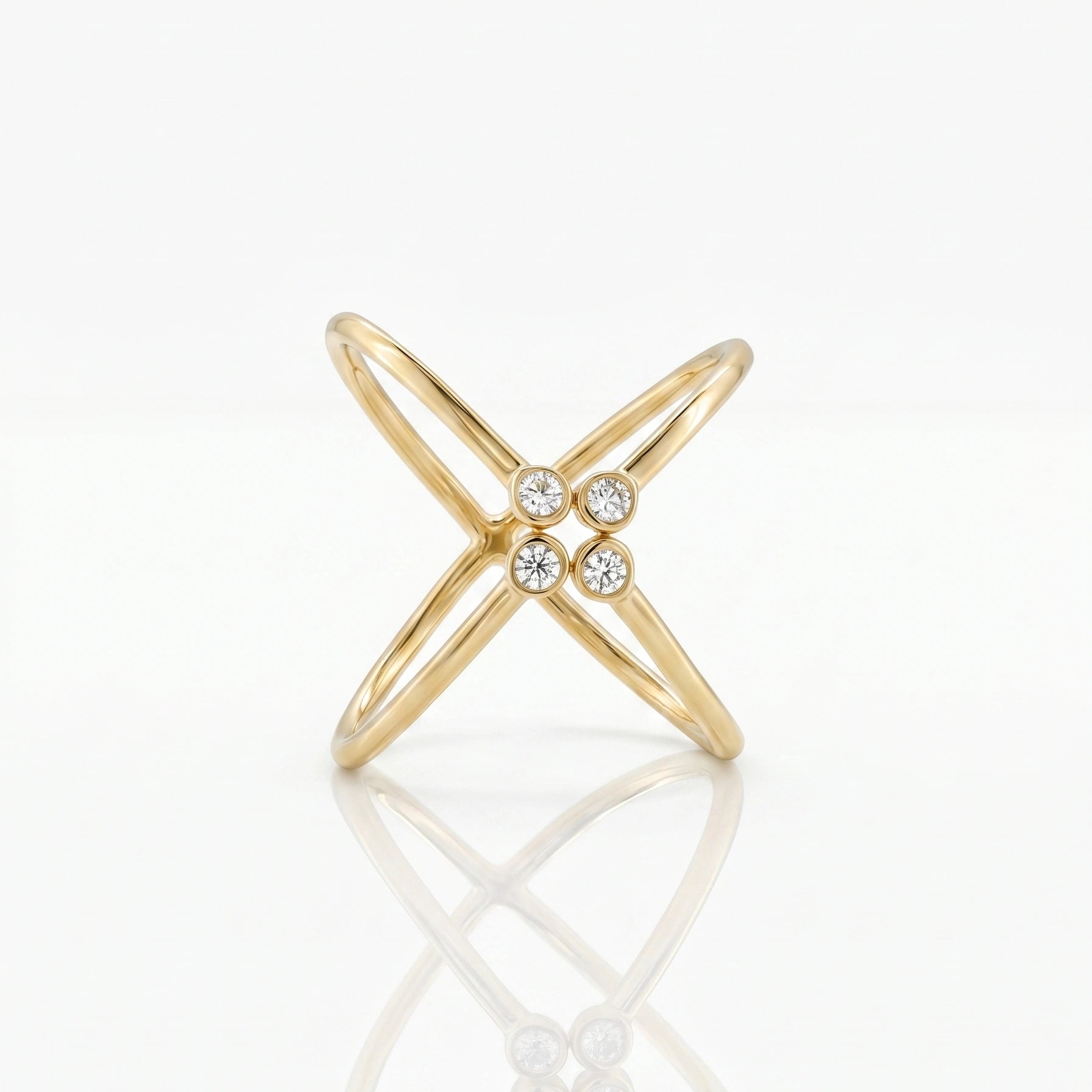 Gold Crossline Cluster Ring