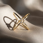 Gold Crossline Cluster Ring