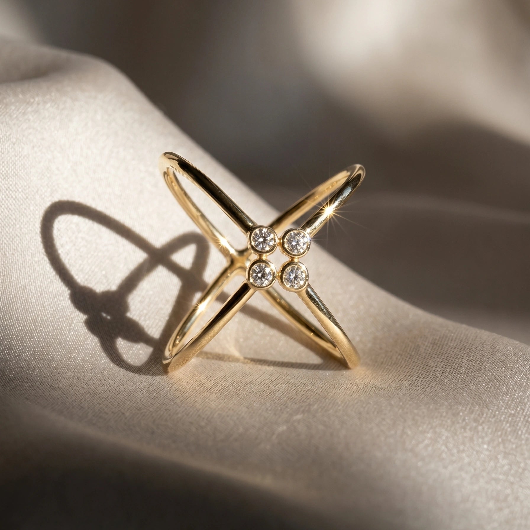 Gold Crossline Cluster Ring