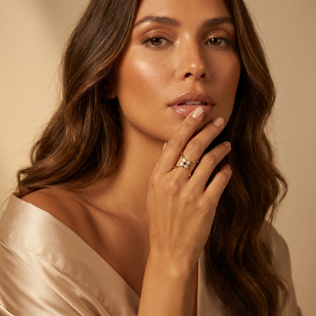 Gold Crossline Cluster Ring