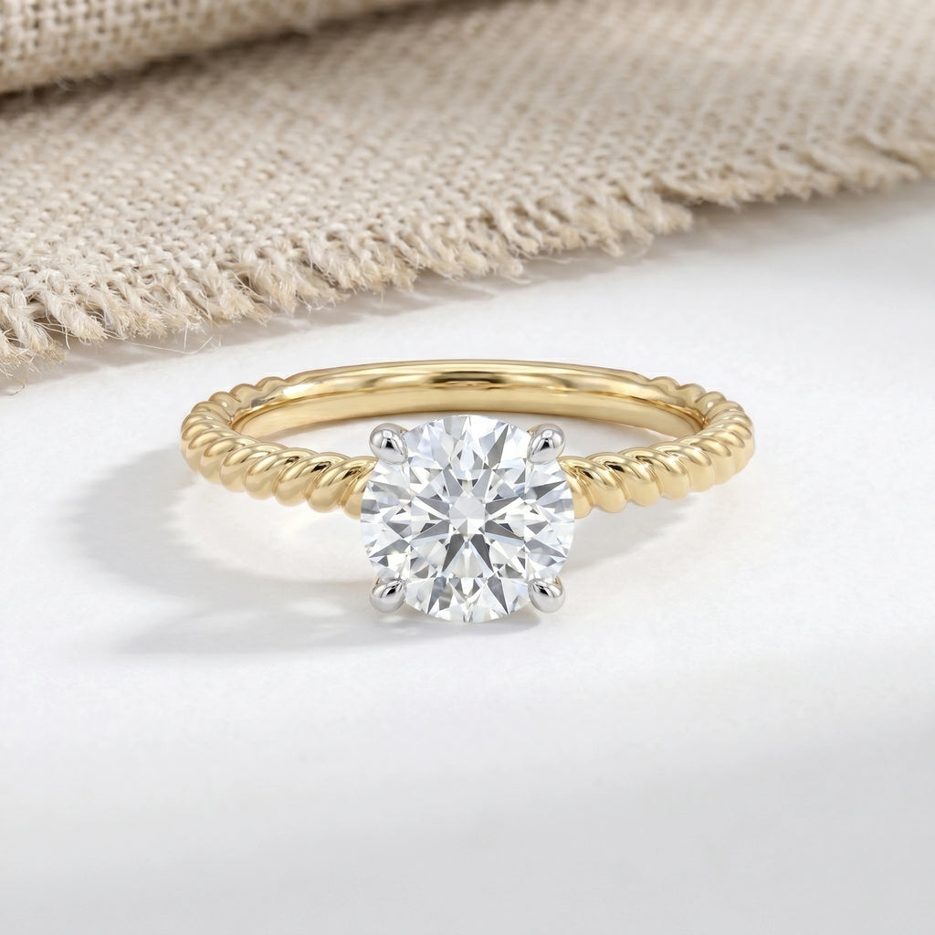 Gold Twisted Solitaire Ring