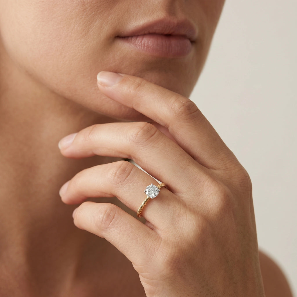 Gold Twisted Solitaire Ring