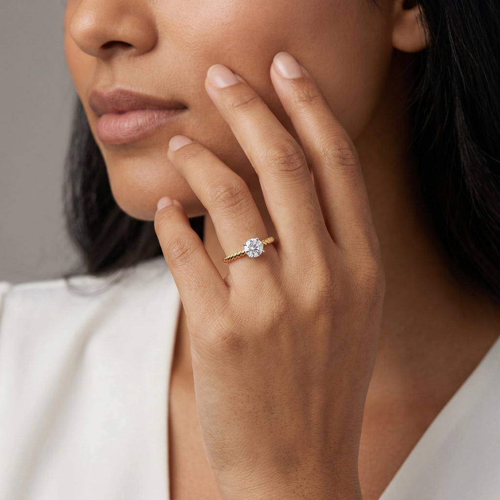 Gold Twisted Solitaire Ring