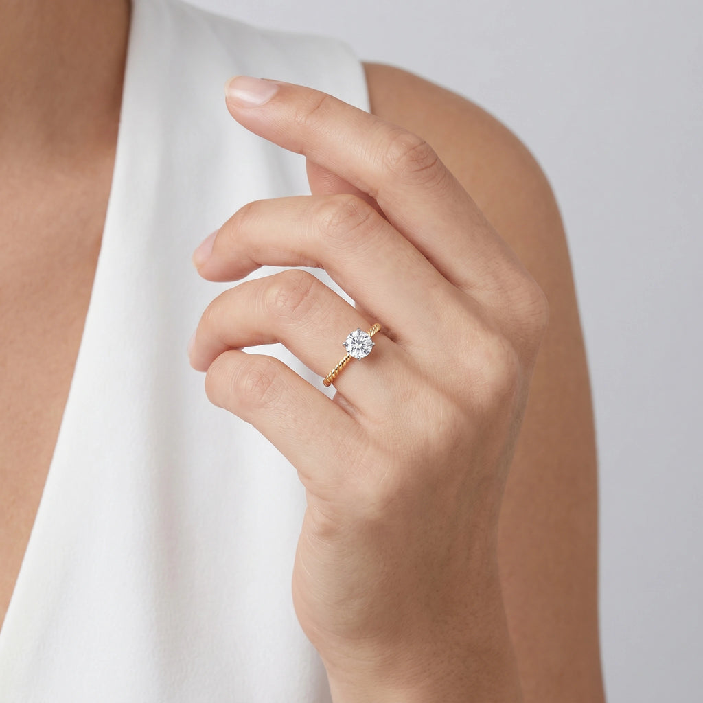 Gold Twisted Solitaire Ring