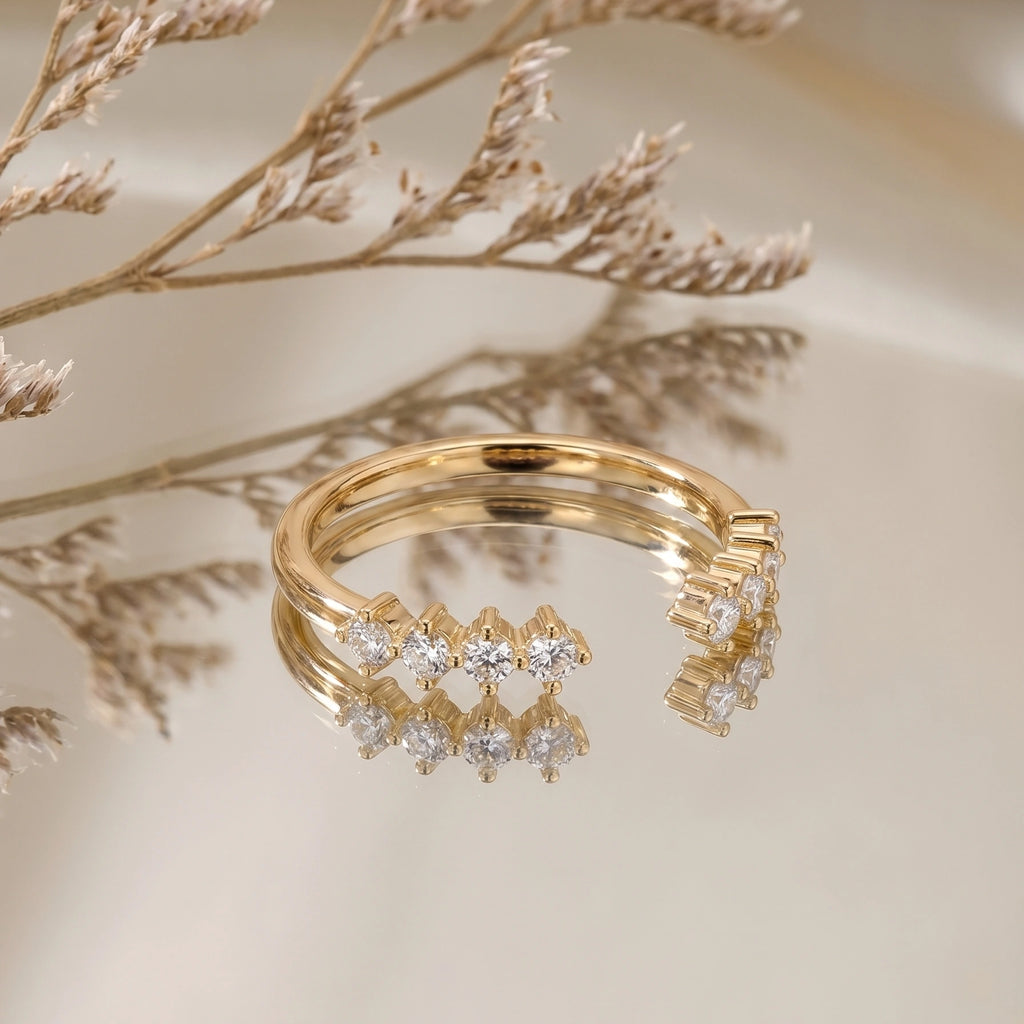 Gold Twin Row Open Ring