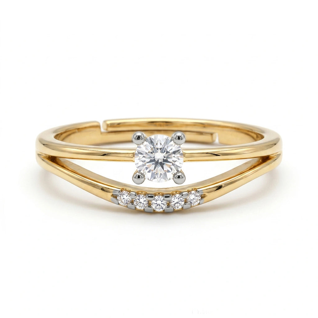 Gold Contour Solitaire Ring