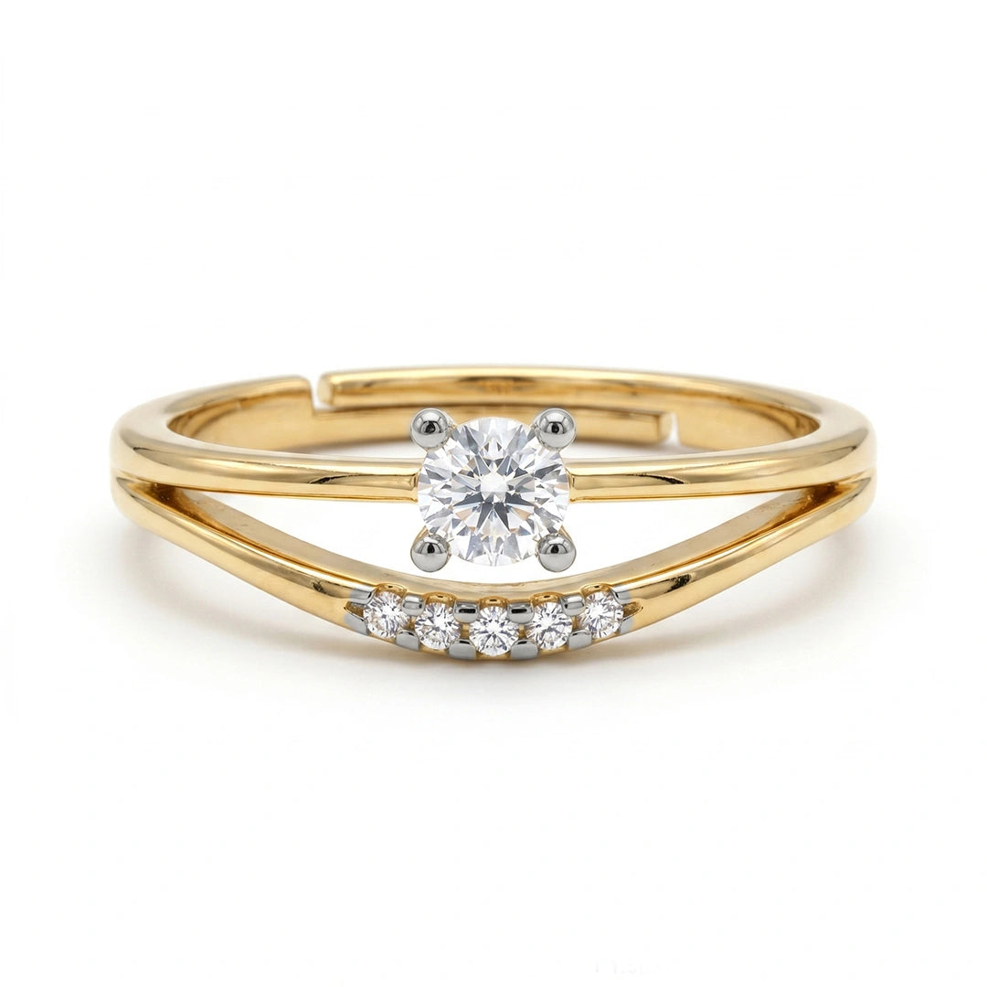 Gold Contour Solitaire Ring