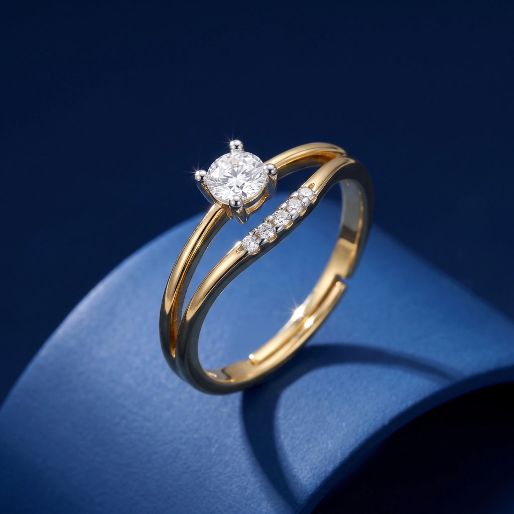 Gold Contour Solitaire Ring