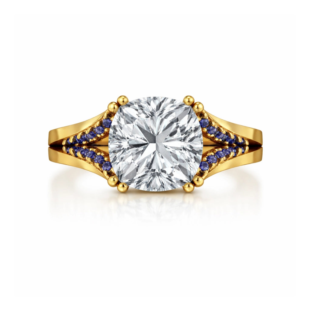 Gold Cushion Cut Solitaire Ring
