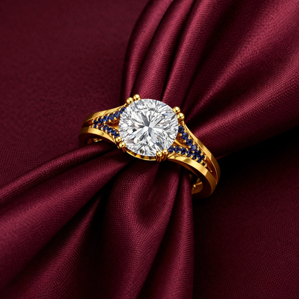 Gold Cushion Cut Solitaire Ring