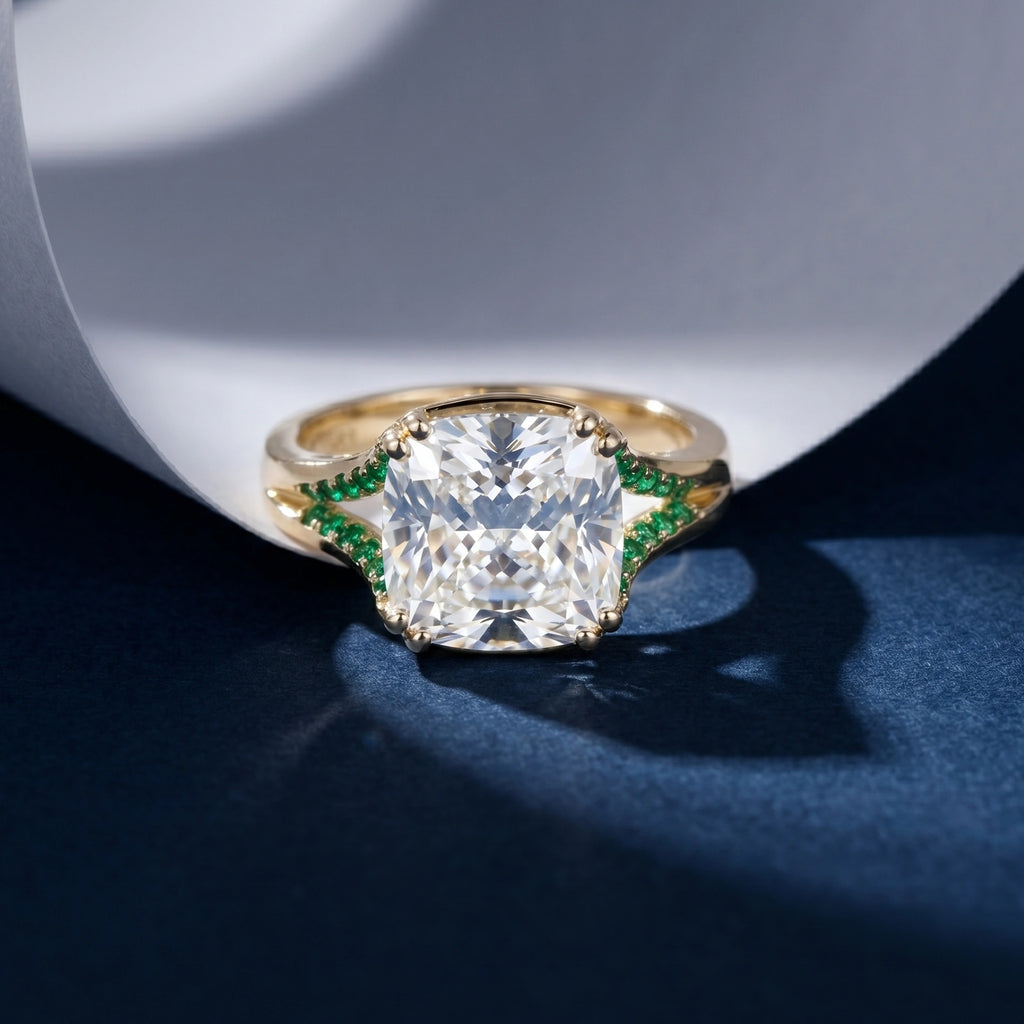 Gold Split Shank Cushion Ring