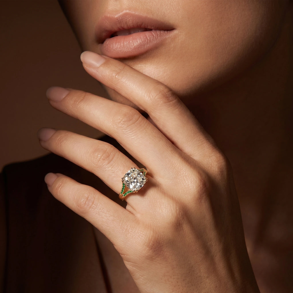 Gold Split Shank Cushion Ring